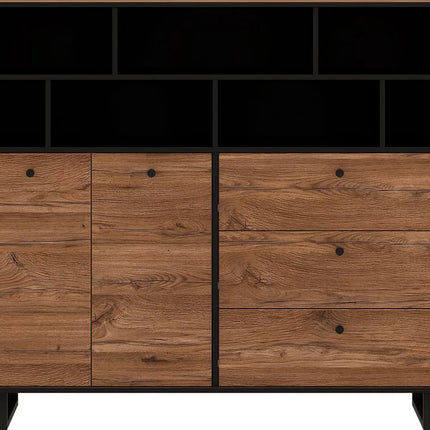 UNICORN Dresser wall unit rural modern black brown Width 144.3 cm Depth 42 cm Height 123.2 cm