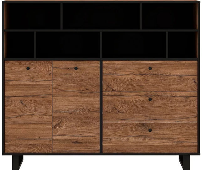 UNICORN Dresser wall unit rural modern black brown Width 144.3 cm Depth 42 cm Height 123.2 cm
