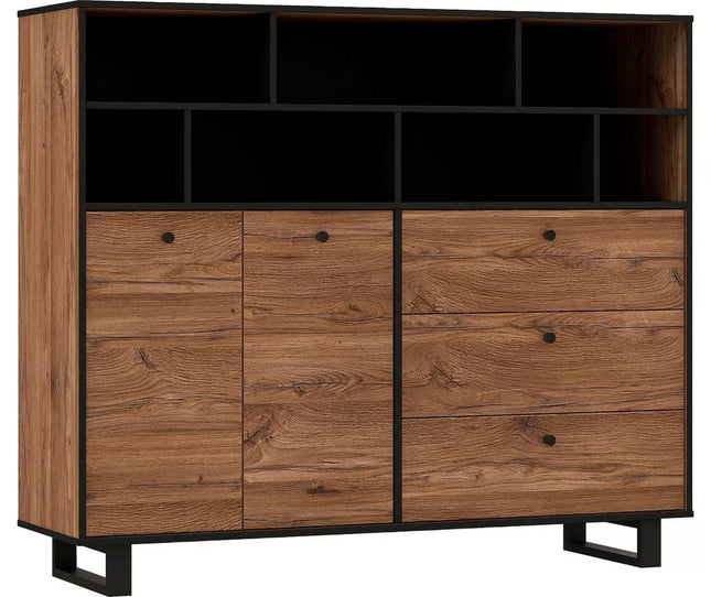 UNICORN Dresser wall unit rural modern black brown Width 144.3 cm Depth 42 cm Height 123.2 cm