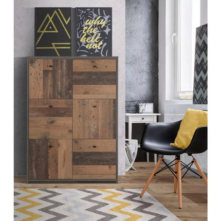 UNICORN Sideboard wall unit modern white brown Width 77.2 cm Depth 29.6 cm Height 112.7 cm