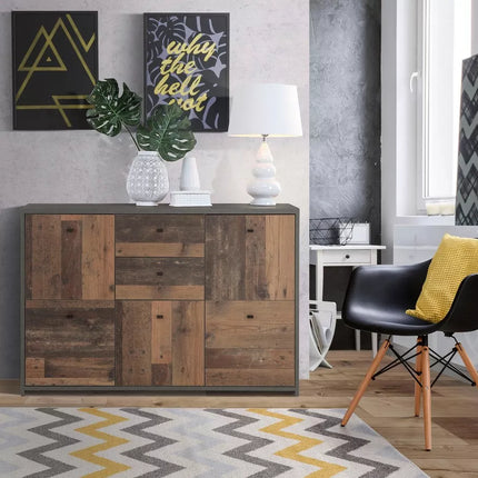 UNICORN Sideboard wall unit modern brown white Width 114.1 cm Depth 29.6 cm Height 77.5 cm
