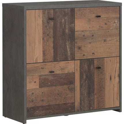 UNICORN Dresser white brown dark gray Width 77.2 cm Depth 29.6 cm Height 77.5 cm