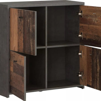 UNICORN Dresser white brown dark gray Width 77.2 cm Depth 29.6 cm Height 77.5 cm
