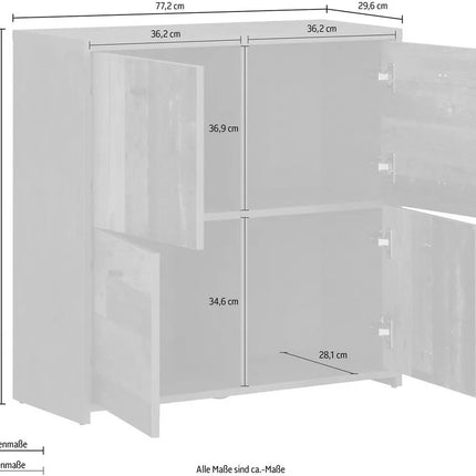 UNICORN Dresser white brown dark gray Width 77.2 cm Depth 29.6 cm Height 77.5 cm