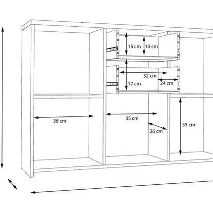 UNICORN Sideboard wall unit modern brown white Width 114.1 cm Depth 29.6 cm Height 77.5 cm