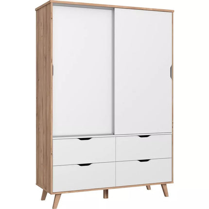 UNICORN Wardrobe modern white oak brown Width 139.4 cm Depth 52.7 cm Height 201.5 cm
