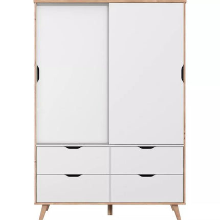 UNICORN Wardrobe modern white oak brown Width 139.4 cm Depth 52.7 cm Height 201.5 cm