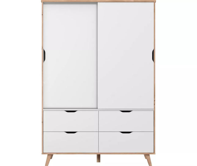 UNICORN Wardrobe modern white oak brown Width 139.4 cm Depth 52.7 cm Height 201.5 cm