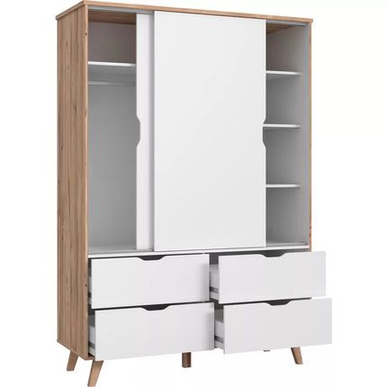 UNICORN Wardrobe modern white oak brown Width 139.4 cm Depth 52.7 cm Height 201.5 cm
