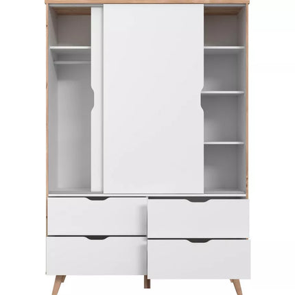 UNICORN Wardrobe modern white oak brown Width 139.4 cm Depth 52.7 cm Height 201.5 cm
