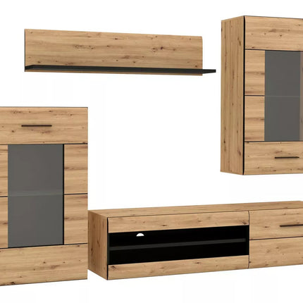 UNICORN TV furniture wall unit modern country brown (4 pieces) Width 238.2 cm