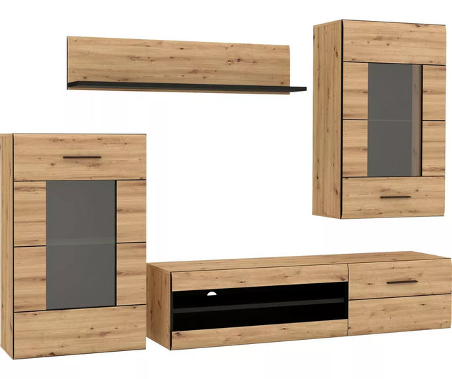 UNICORN TV furniture wall unit modern country brown (4 pieces) Width 238.2 cm