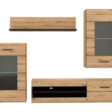 UNICORN TV furniture wall unit modern country brown (4 pieces) Width 238.2 cm