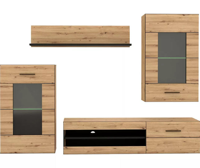 UNICORN TV furniture wall unit modern country brown (4 pieces) Width 238.2 cm