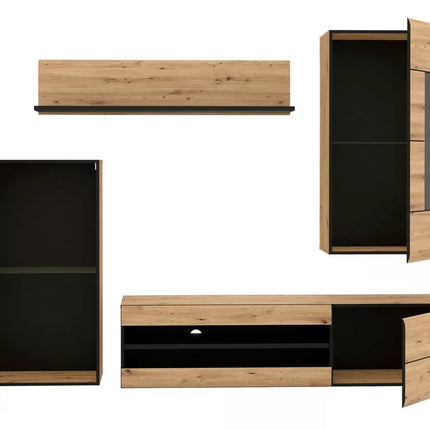UNICORN TV furniture wall unit modern country brown (4 pieces) Width 238.2 cm