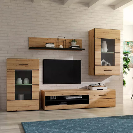 UNICORN TV furniture wall unit modern country brown (4 pieces) Width 238.2 cm