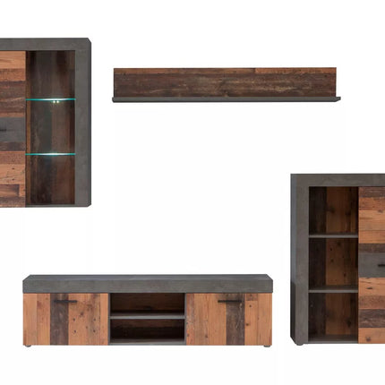 UNICORN TV furniture wall unit modern brown dark gray (4 pieces)