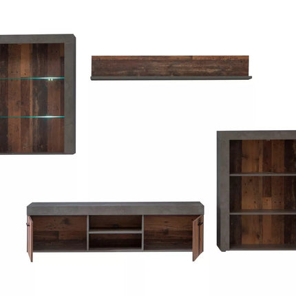 UNICORN TV furniture wall unit modern brown dark gray (4 pieces)
