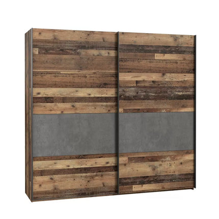 UNICORN Wardrobe sliding door wardrobe country style dark brown dark gray Width 220 cm Depth 61 cm Height 211 cm