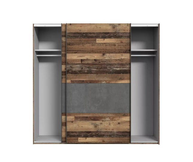 UNICORN Wardrobe sliding door wardrobe country style dark brown dark gray Width 220 cm Depth 61 cm Height 211 cm
