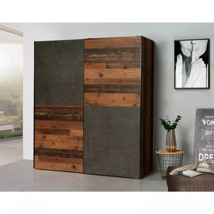 UNICORN Wardrobe country brown matt black Width 170.2 cm Depth 61.2 cm Height 190.5 cm