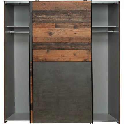 UNICORN Wardrobe country brown matt black Width 170.2 cm Depth 61.2 cm Height 190.5 cm