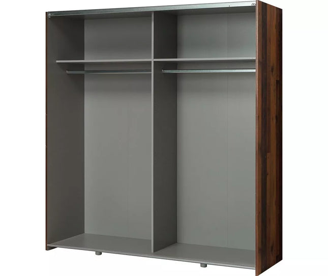 UNICORN Wardrobe country brown matt black Width 170.2 cm Depth 61.2 cm Height 190.5 cm