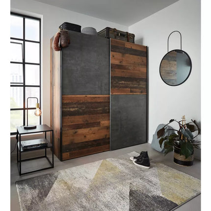 UNICORN Wardrobe country brown matt black Width 170.2 cm Depth 61.2 cm Height 190.5 cm