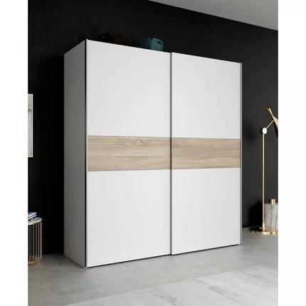 UNICORN Wardrobe sliding door cabinet white brown Width 170.3 cm Depth 61.2 cm Height 190.5 cm