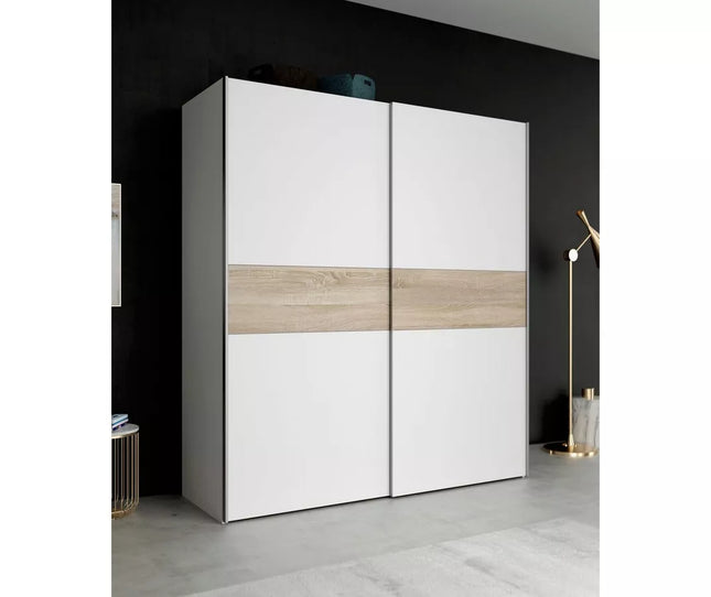 UNICORN Wardrobe sliding door cabinet white brown Width 170.3 cm Depth 61.2 cm Height 190.5 cm