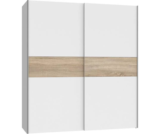 UNICORN Wardrobe sliding door cabinet white brown Width 170.3 cm Depth 61.2 cm Height 190.5 cm