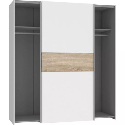 UNICORN Wardrobe sliding door cabinet white brown Width 170.3 cm Depth 61.2 cm Height 190.5 cm