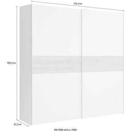 UNICORN Wardrobe sliding door cabinet white brown Width 170.3 cm Depth 61.2 cm Height 190.5 cm