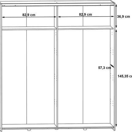 UNICORN Wardrobe sliding door cabinet white brown Width 170.3 cm Depth 61.2 cm Height 190.5 cm