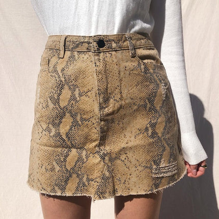 UNICORN Women's skirt snake print leather brown s m l