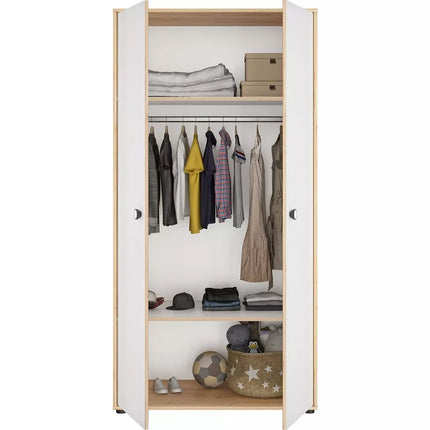 UNICORN Wardrobe white brown Width 93 cm Depth 56 cm Height 184 cm