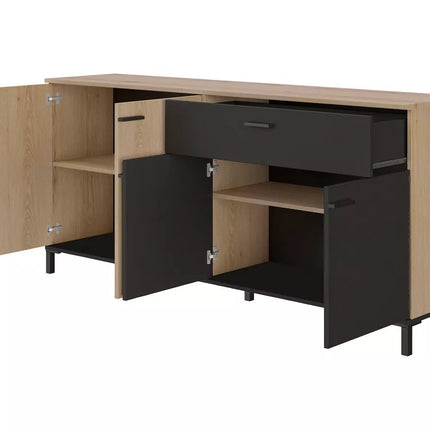 UNICORN Sideboard wall unit modern light brown black Width 180 cm Depth 40 cm Height 81 cm