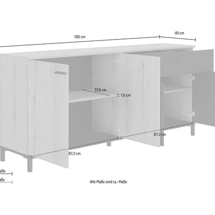 UNICORN Sideboard wall unit modern light brown black Width 180 cm Depth 40 cm Height 81 cm