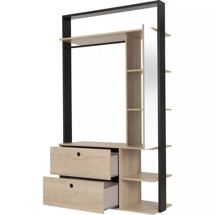 UNICORN Wardrobe open modern oak brown white Width 115 cm Depth 45 cm Height 200 cm
