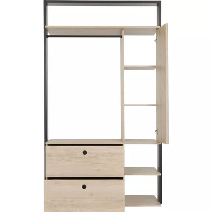 UNICORN Wardrobe open modern oak brown white Width 115 cm Depth 45 cm Height 200 cm
