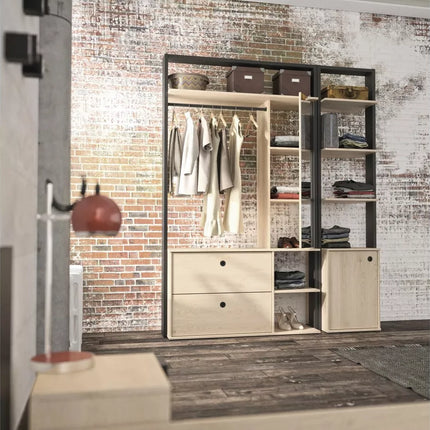 UNICORN Wardrobe open modern oak brown white Width 115 cm Depth 45 cm Height 200 cm