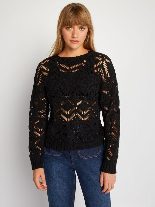 UNICORN Women's sweater crocheted black xs s m l xl