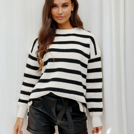 UNICORN Women's sweater striped black and white s m l xl