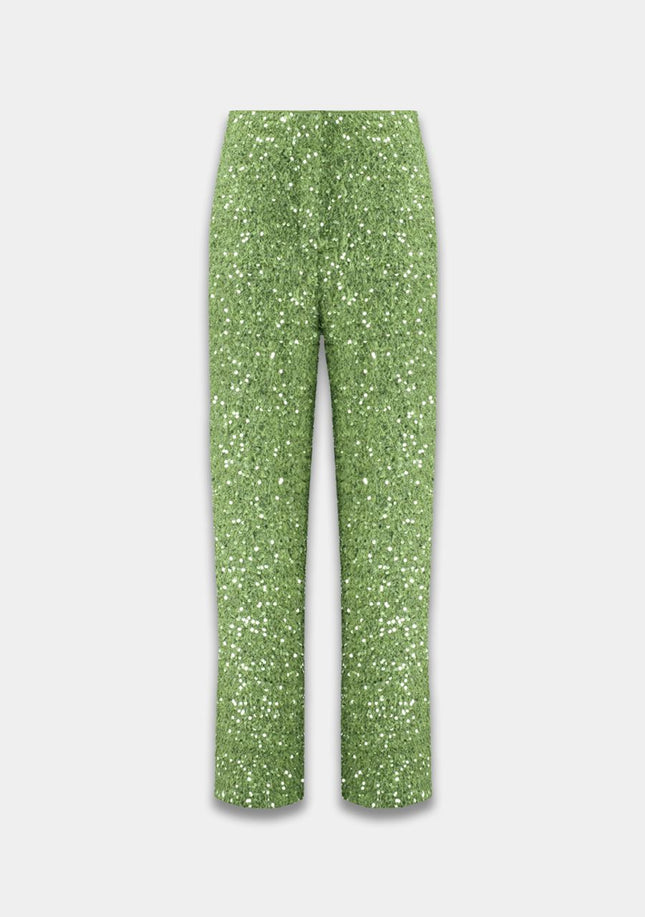 UNICORN ladies Luxury Sparkle Pants Pistachio Green – Straight Leg Sequin Trousers xs s m l xl