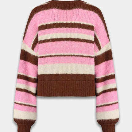 Harper & Yve Noor cardigan multi stripe pink