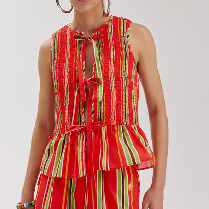 Harper & Yve Cindy top multi stripe red