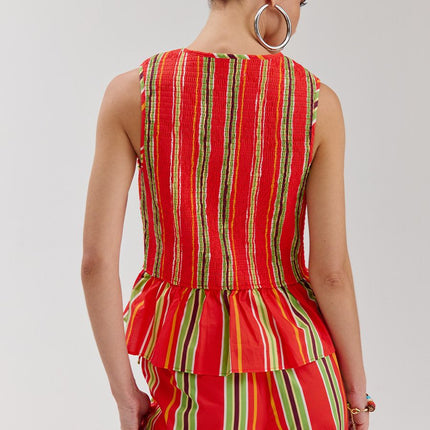Harper & Yve Cindy top multi stripe red
