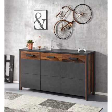 UNICORN Sideboard wall unit modern dark gray brown Width 142 cm Depth 44 cm Height 80.5 cm