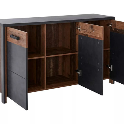 UNICORN Sideboard wall unit modern dark gray brown Width 142 cm Depth 44 cm Height 80.5 cm