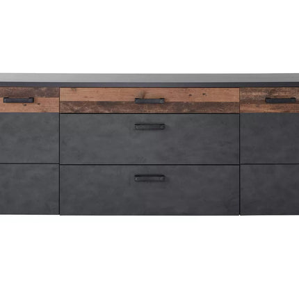 UNICORN Sideboard wall unit modern matt dark gray brown Width 197 cm Depth 44 cm Height 80.5 cm